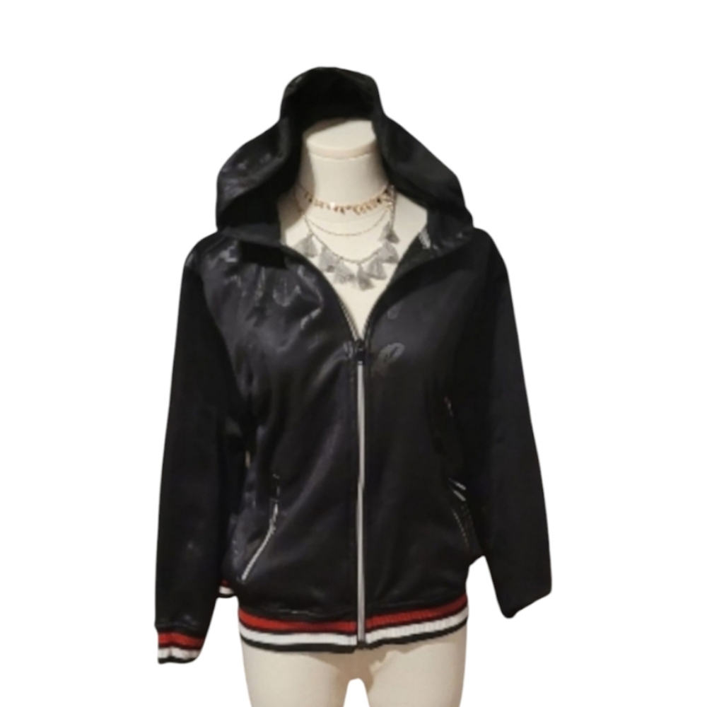 Encrypted Black Halo Hooded Zip Up Hip Hop Streetwear Jacket Size Large Boys